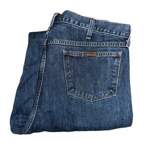 J Peterman Straight Leg Jeans Mens 38 31 Medium Wash Pockets Logo Denim Blue